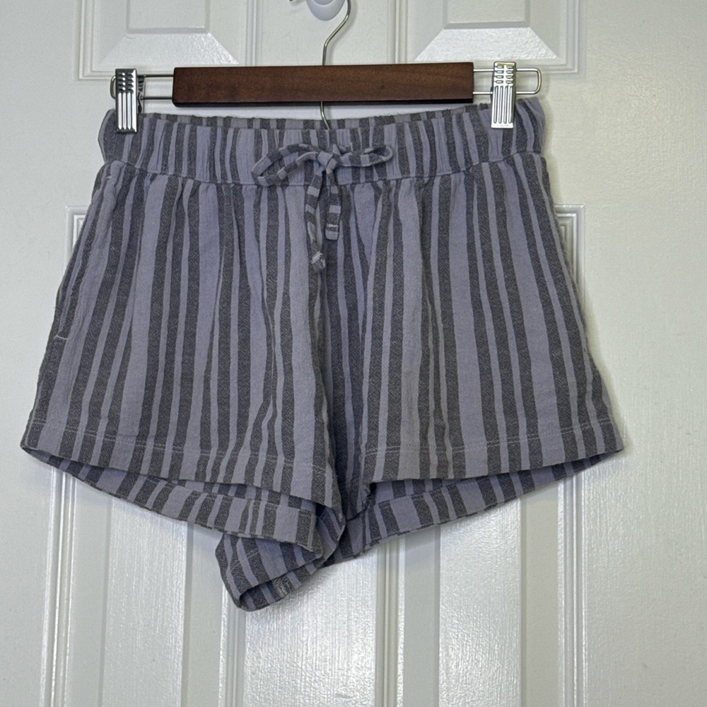 Gray and Purple High Waist Elastic Shorts Relaxed Fit Organic Cotton Extra Small